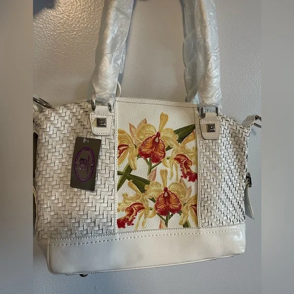 Sharif White and Floral Tote Bag NWT - Picture 1 of 9